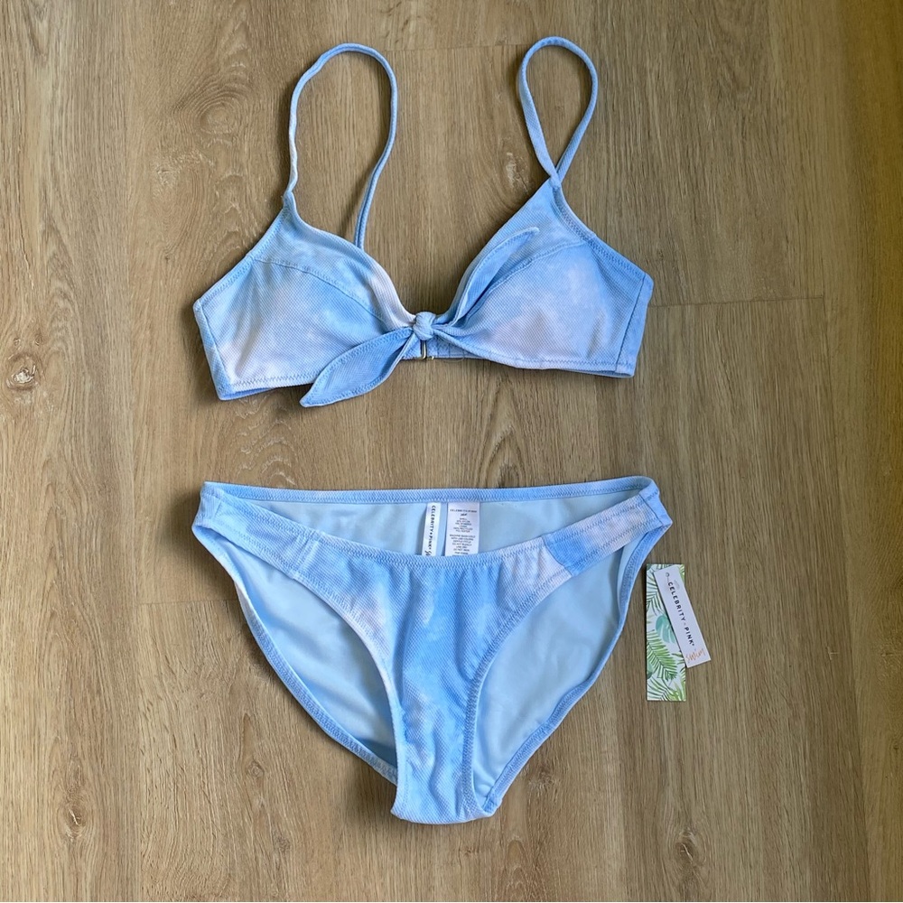 Blue tie dye bikini set
